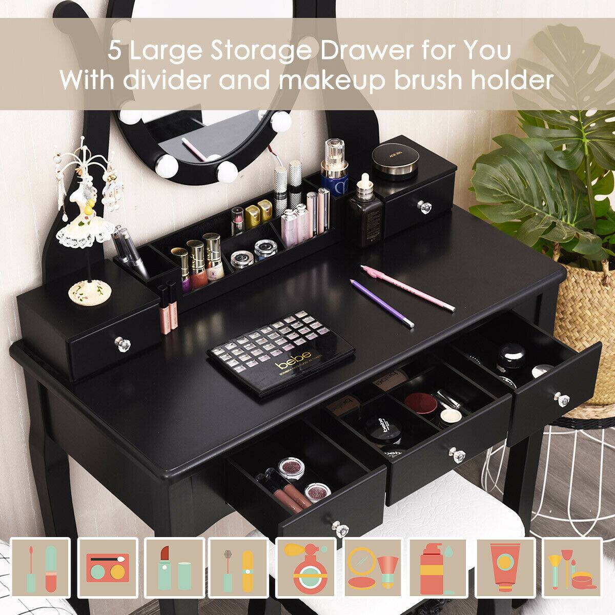 5 Large Storage Drawer for You  
With divider and makeup brush holder