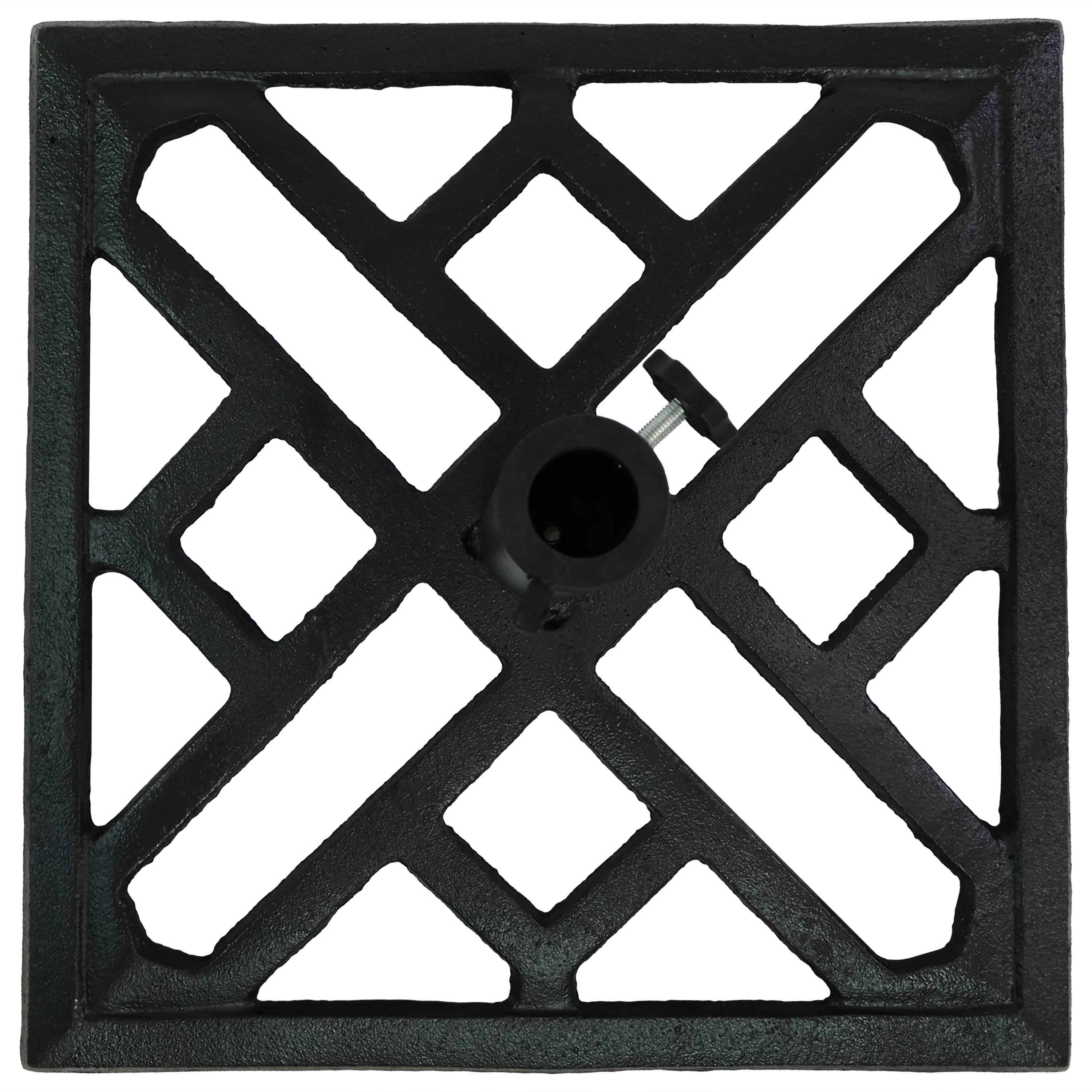 Alt View 4. Sunnydaze - 17 in Modern Geometric Cast Iron Square Patio Umbrella Base - Black.