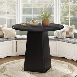 Tribesigns - 31.5-Inch Round Dining Room Table for 2-4, Farmhouse Small Kitchen Dinner Table with Square Base for Dining Room Living - Black