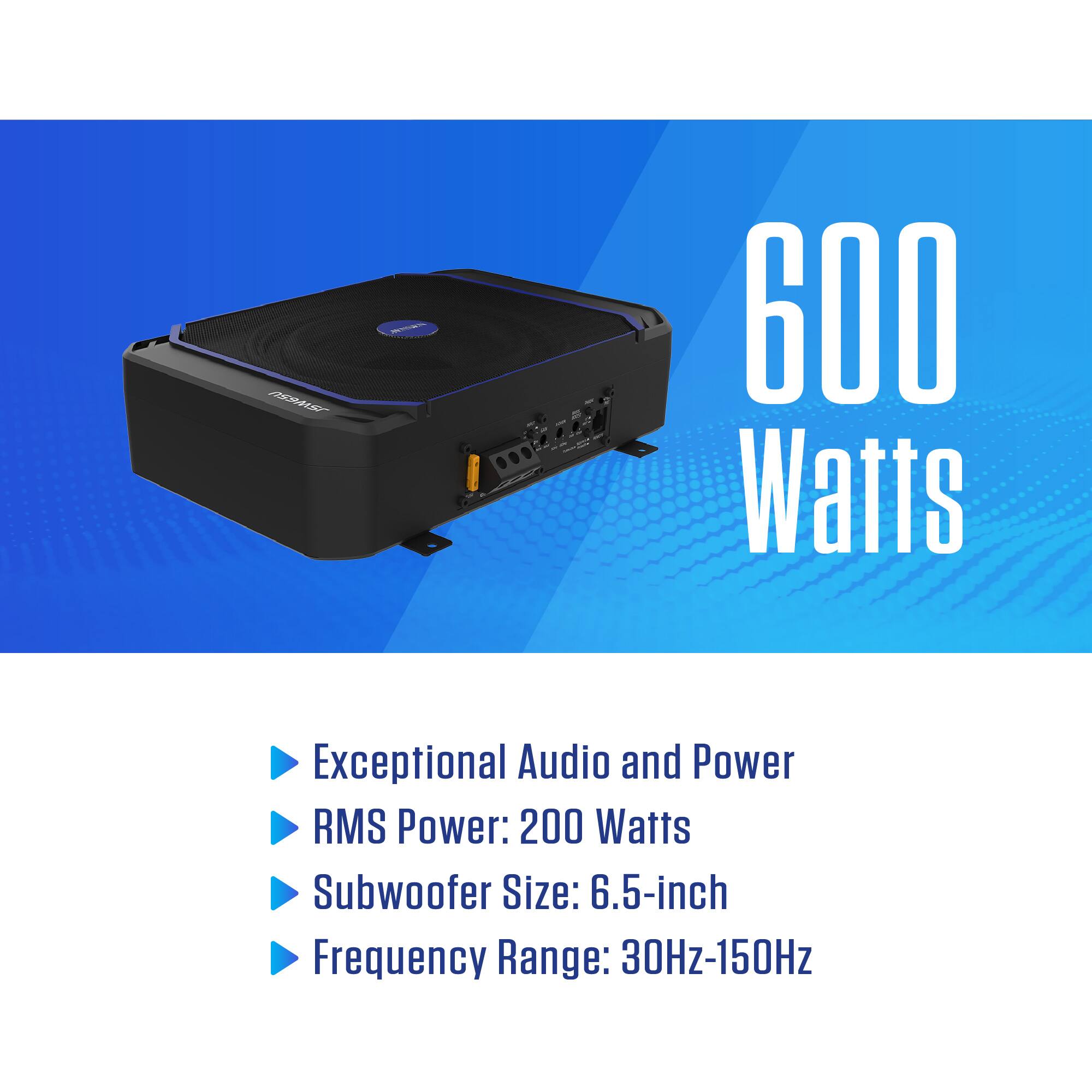 MS3AIS  
600 Watts  
Exceptional Audio and Power  
RMS Power: 200 Watts  
Subwoofer Size: 6.5-inch  
Frequency Range: 30Hz-150Hz