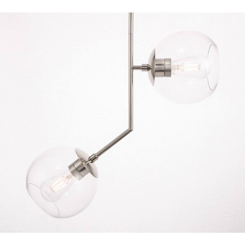 Left. Living District - Ryland 2 Light Chrome And Clear Glass Pendant - Chrome And Clear Glass.