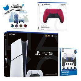 PlayStation 5 Slim Digital with Extra Controller, FPS Grip Kit and MightySkins Decal Voucher - PlayStation 5
