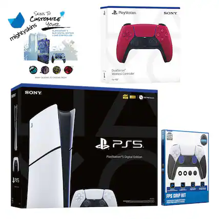 - **mighty skins**
- SKINS TO CUSTOMIZE YOUR PLAYSTATION 1
- PLAYSTATION®5 SLIM DIGITAL EDITION
- ONE CONTROLLER
- MANY DESIGNS TO CHOOSE FROM!
- **SONY**
- DualSense™ Wireless Controller
- For PS5™
- **SONY**
- PlayStation®5 Digital Edition
- **FPS GRIP KIT**
- FPS GRIP KIT
- CONTROLLER TRIM & GRIP KIT
- PREMIUM PS5 WIRELESS CONTROLLER