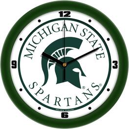 MpDirect - Michigan State Spartans 11.5'' Suntime Premium Glass Face Traditional Logo Wall Clock - Multicolor