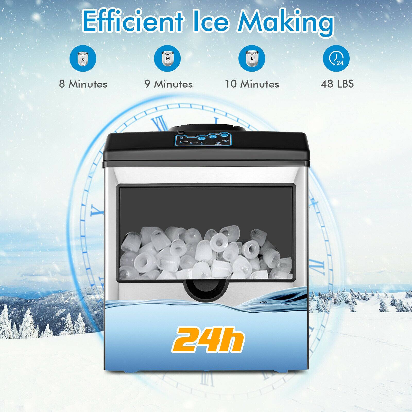 Efficient Ice Making  
8 Minutes  
9 Minutes  
10 Minutes  
48 LBS  
24h