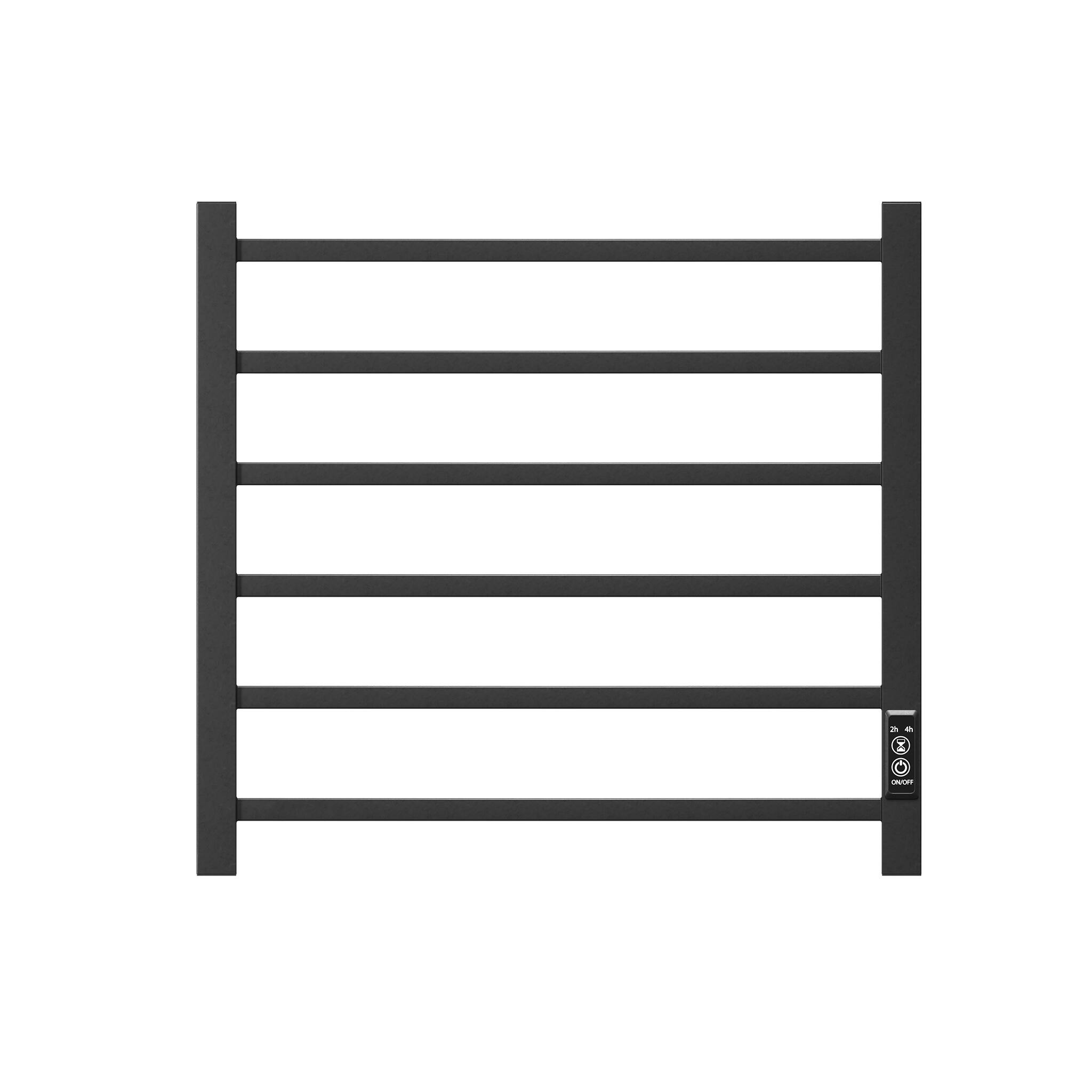 Angle. COWLOWN - 6-Bar Electric Heated Towel Rack Wall Mount Plug-in Towel Warmer Matte Black w Timer - Matte Black.