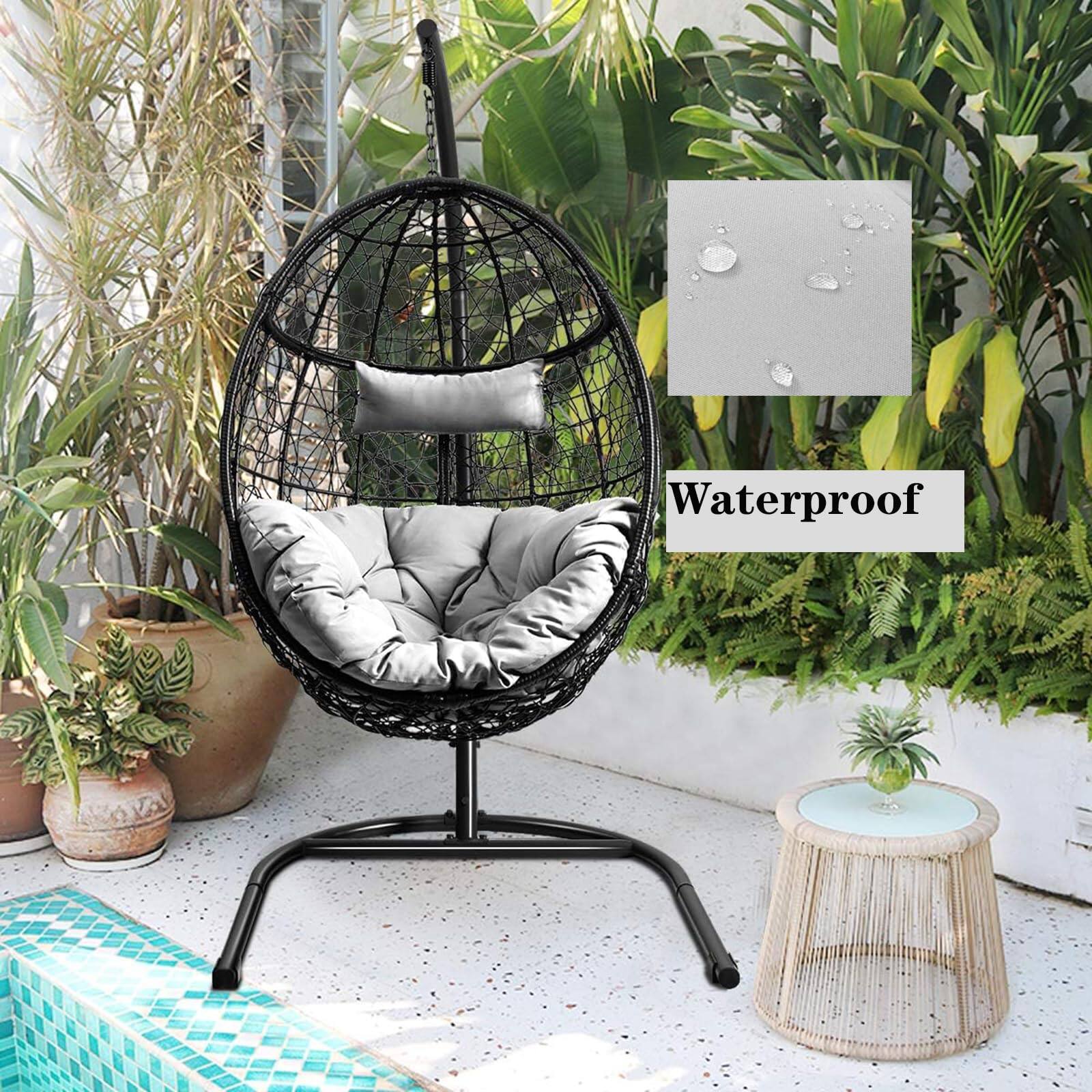 Alt View 2. Fabibe - Outdoor Egg Swing Chair Cushion Sky Blue with Ties Waterproof Wicker Egg Chair Cushions Hanging Basket Chair Pads... - Coffee.