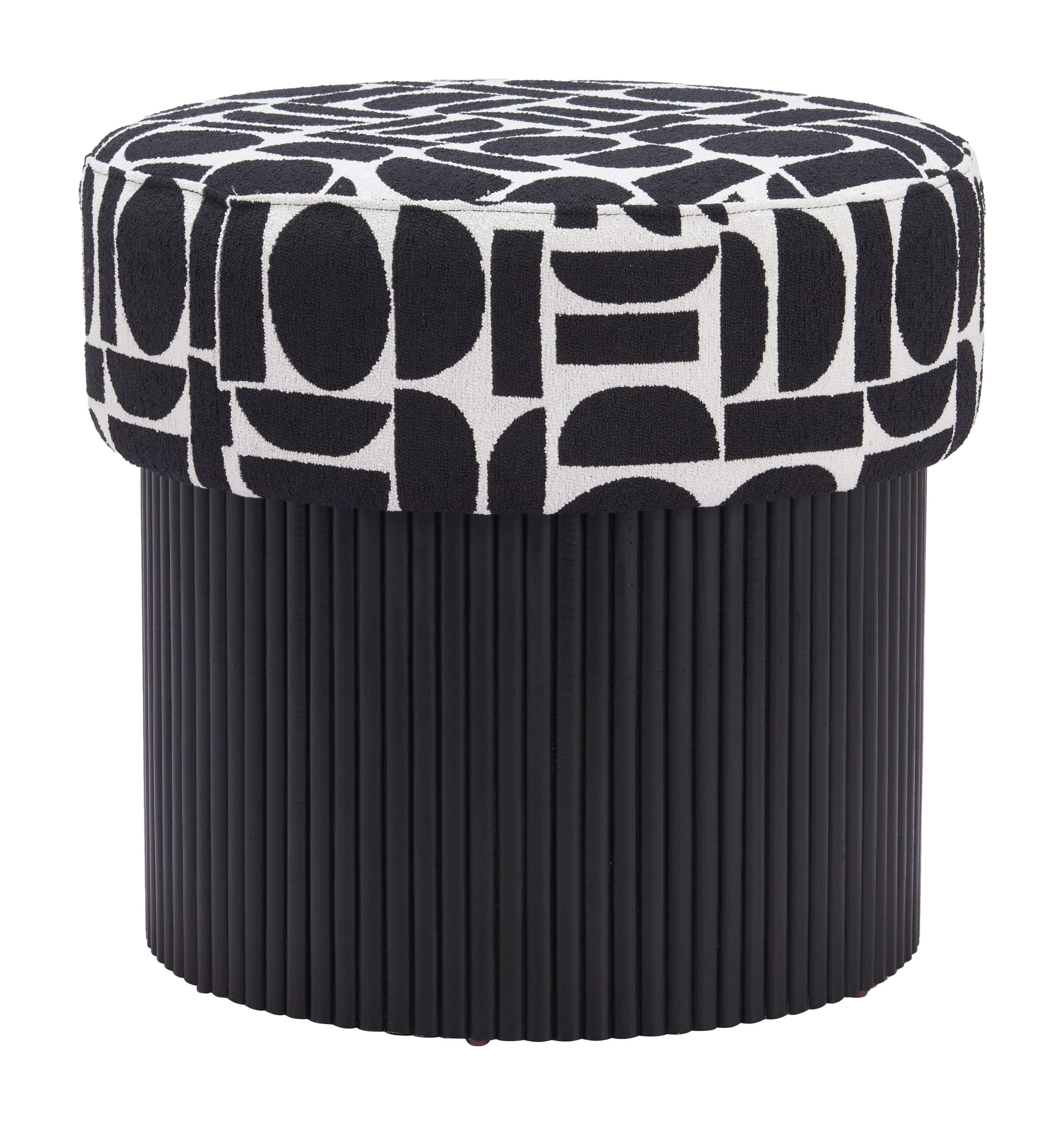 Hivvago - Boto Storage Ottoman - Black & White