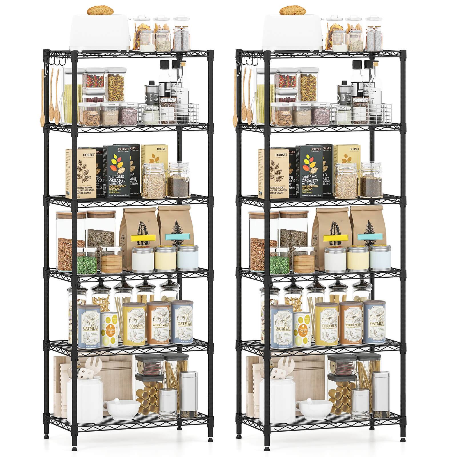 Costway - 2 PCS Metal Storage Shelving Unit 900 LBS Storage Organizer with V-Shaped Rack - Black