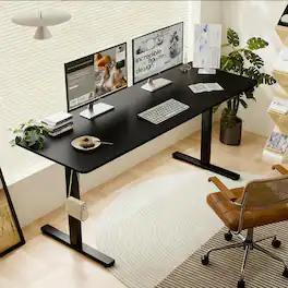 Loheer - 55x24 Electric Standing Desk Height Adjustable Motorized Sit Stand Computer Table with Memory Presets - Black
