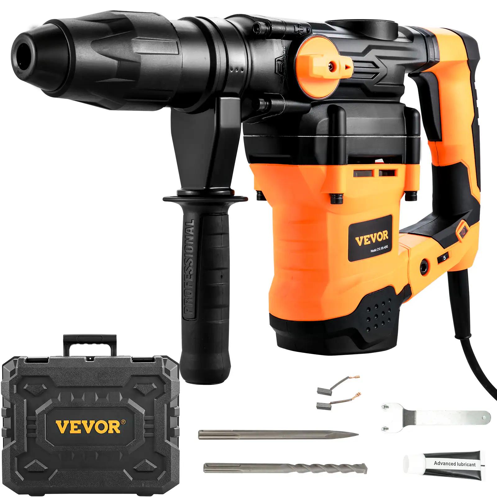 VEVOR - 1-9/16 Inch SDS-Max Rotary Hammer Drill, 13Amp Corded Drills, Heavy Duty Chipping Hammers - Yellow