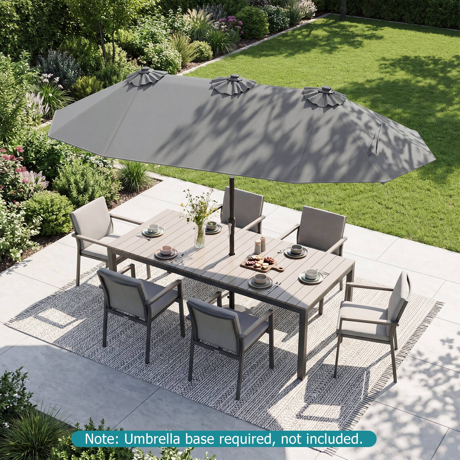Note: Umbrella base required, not included.