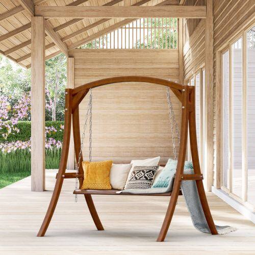 Alt View 10. Winado - Wooden Porch Swing Frame Only w/ Curved Arch Top A-Frame for 4/5FT Porch Swing for Indoor Outdoor Garden Patio Backyard - Brown.