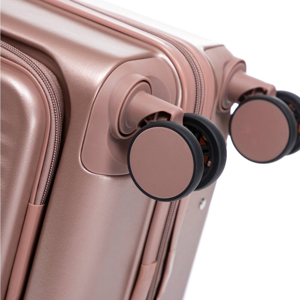 Alt View 4. Ropilly - Ropilly 2 Piece Luggage Set Champagne Hardside Suitcase Front Opening Carry On Luggage - Champagne.