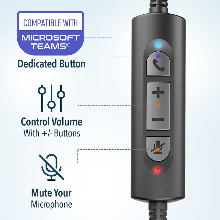 Teams Button Accessory Delton 30Y MS Teams Noise Cancelling Professional USB Headset (DWH30Y ...