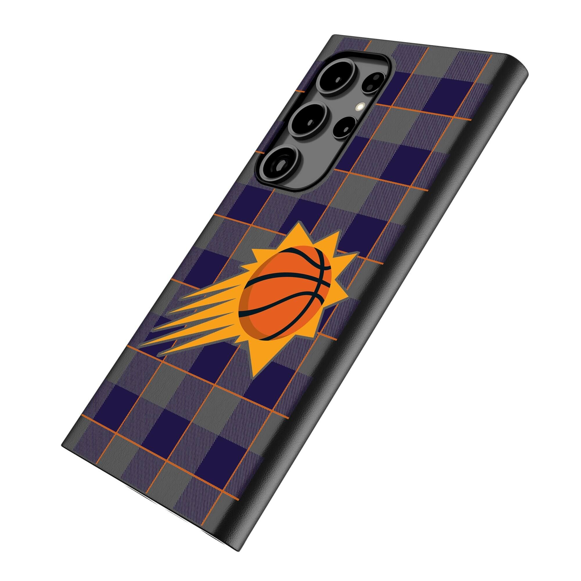 Alt View 1. Keyscaper - Phoenix Suns Plaid Galaxy Magnetic Bump Case - S24 Ultra - Black.