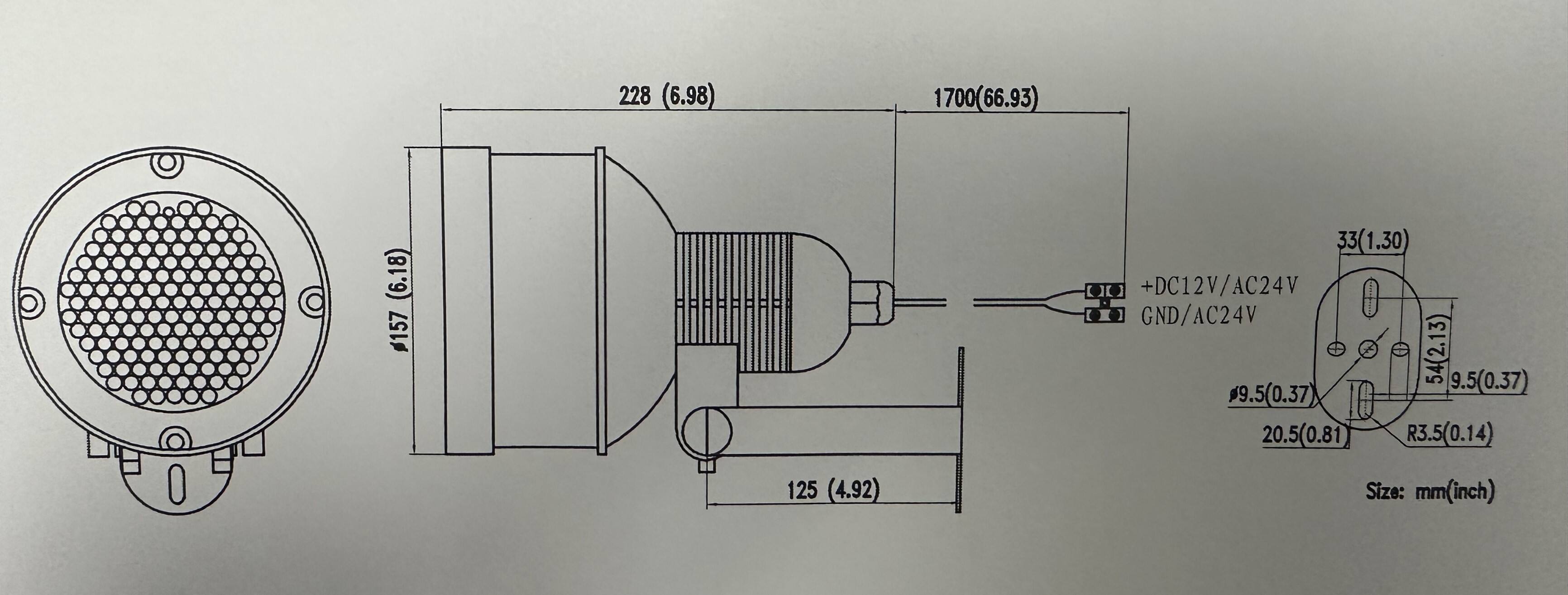 228 (6.98)  
1700 (66.93)  
125 (4.92)  
1157 (45.55)  

+DC12V/AC24V  
GND/AC24V  

33 (1.30)  
54 (2.13)  
9.5 (0.37)  
20.5 (0.81)  
R3.5 (0.14)  

Size: mm(inch)