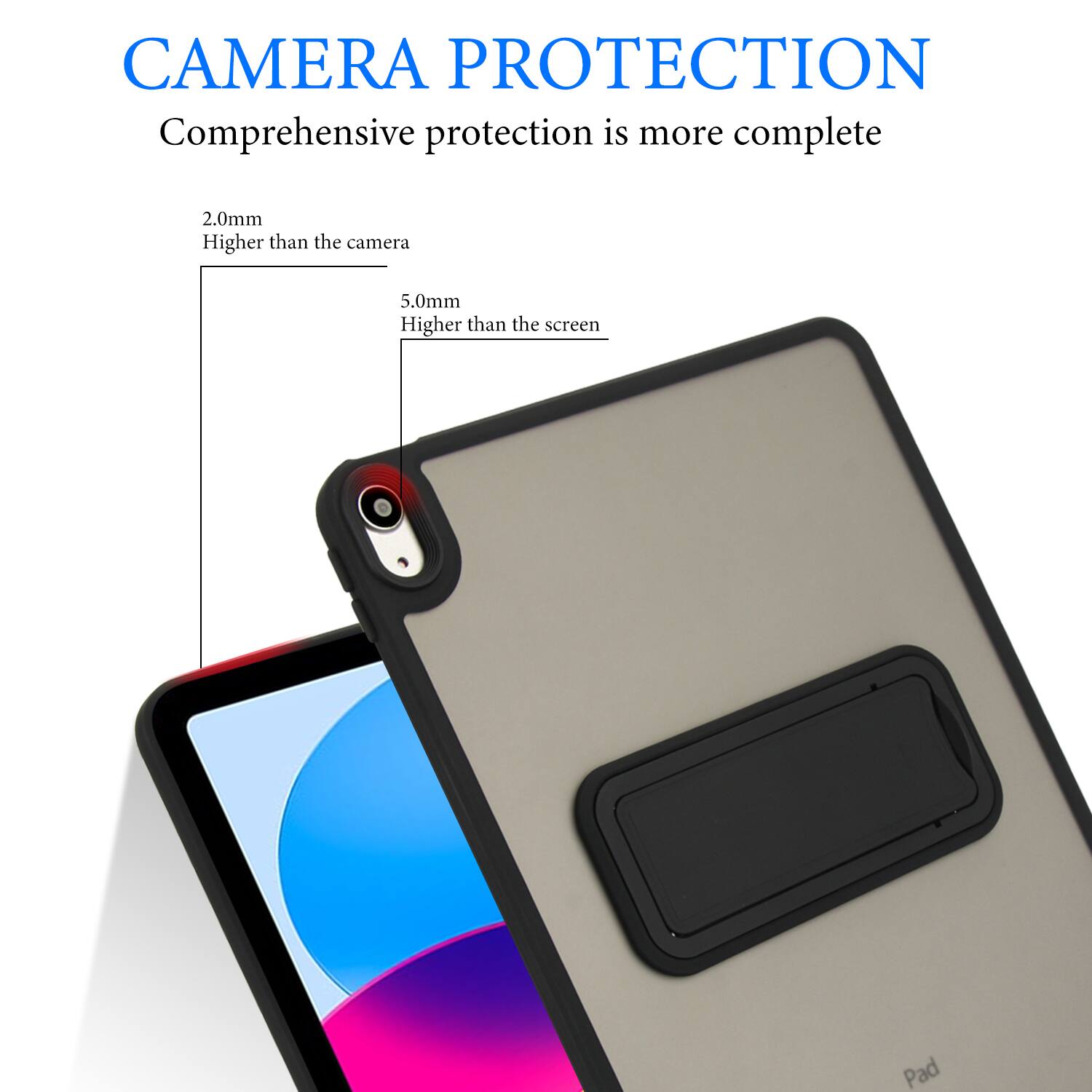 CAMERA PROTECTION  
Comprehensive protection is more complete  

2.0mm  
Higher than the camera  

5.0mm  
Higher than the screen