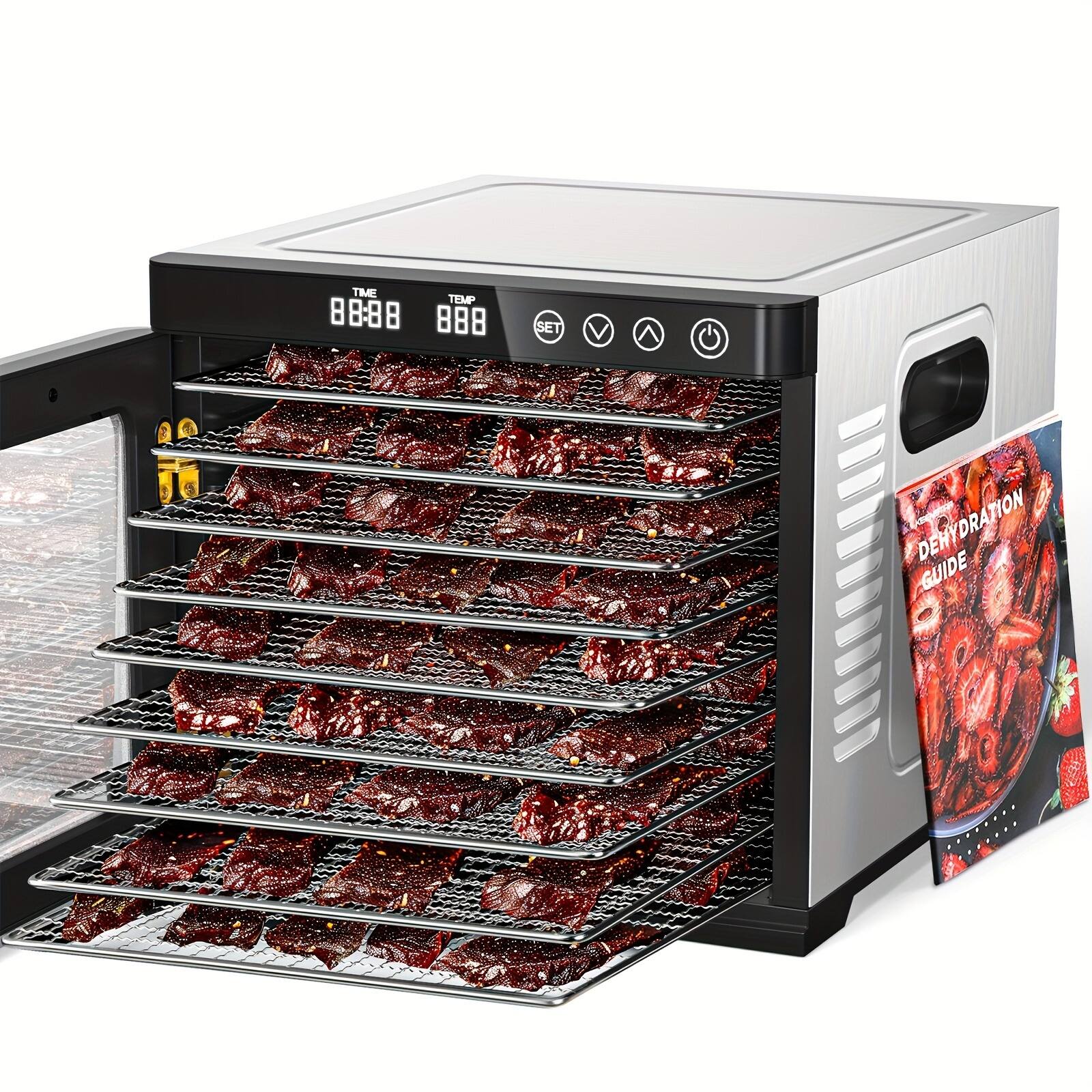 GlowWise - Stainless Steel Food Dehydrator with Digital Control - 9 Trays, 165℉ Temp, 8.7ft² Drying Space, 48H Time - Silver