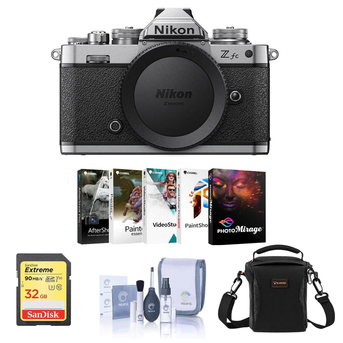 Bundle - Nikon - Z fc DX-Format Mirrorless Camera with 32GB SD Card, Shoulder Bag, Corel PC Software Kit, Cleaning Kit