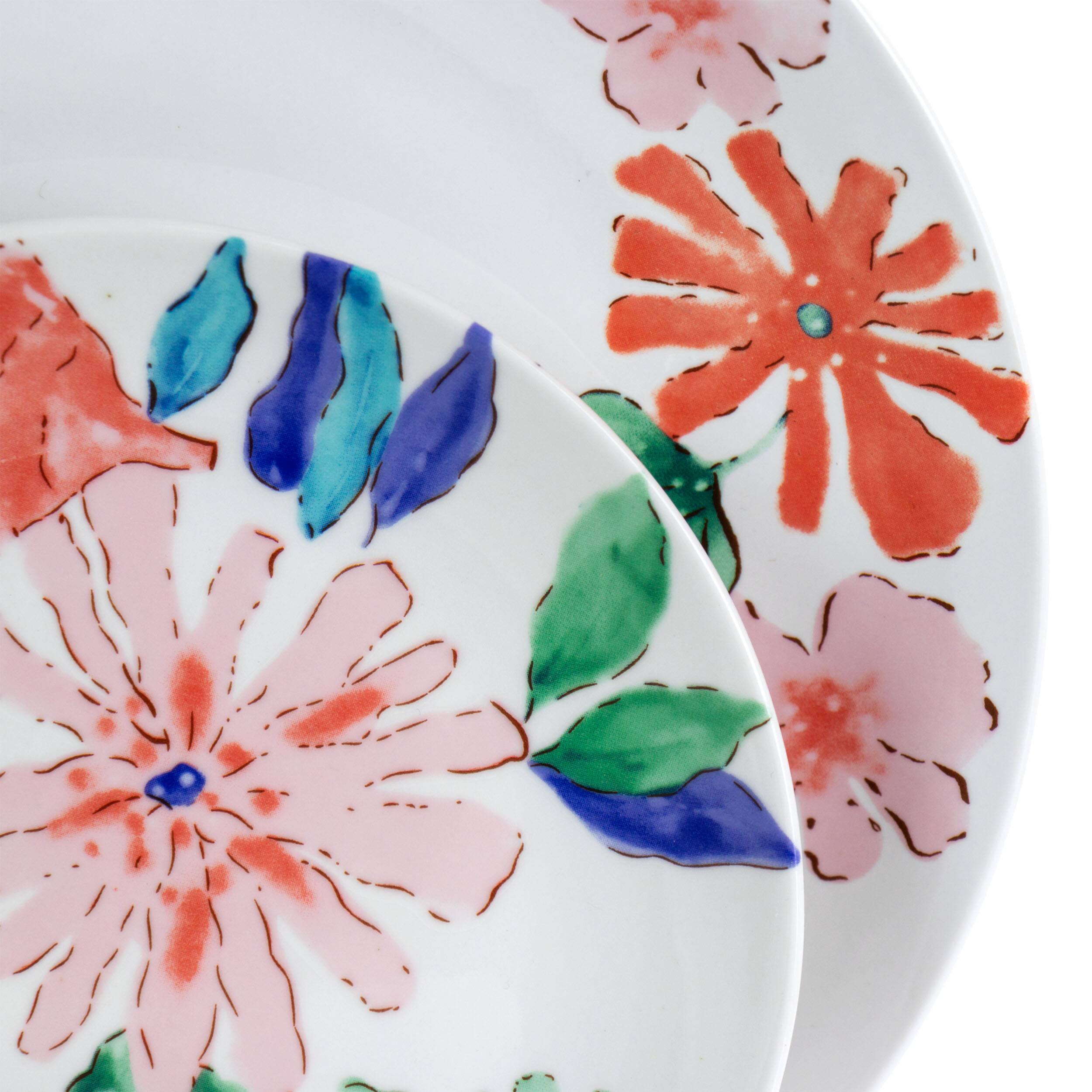 Alt View 4. Gibson - Gibson Home Dazzling Lily 12 Piece Ceramic Dinnerware Set - Multi Floral.