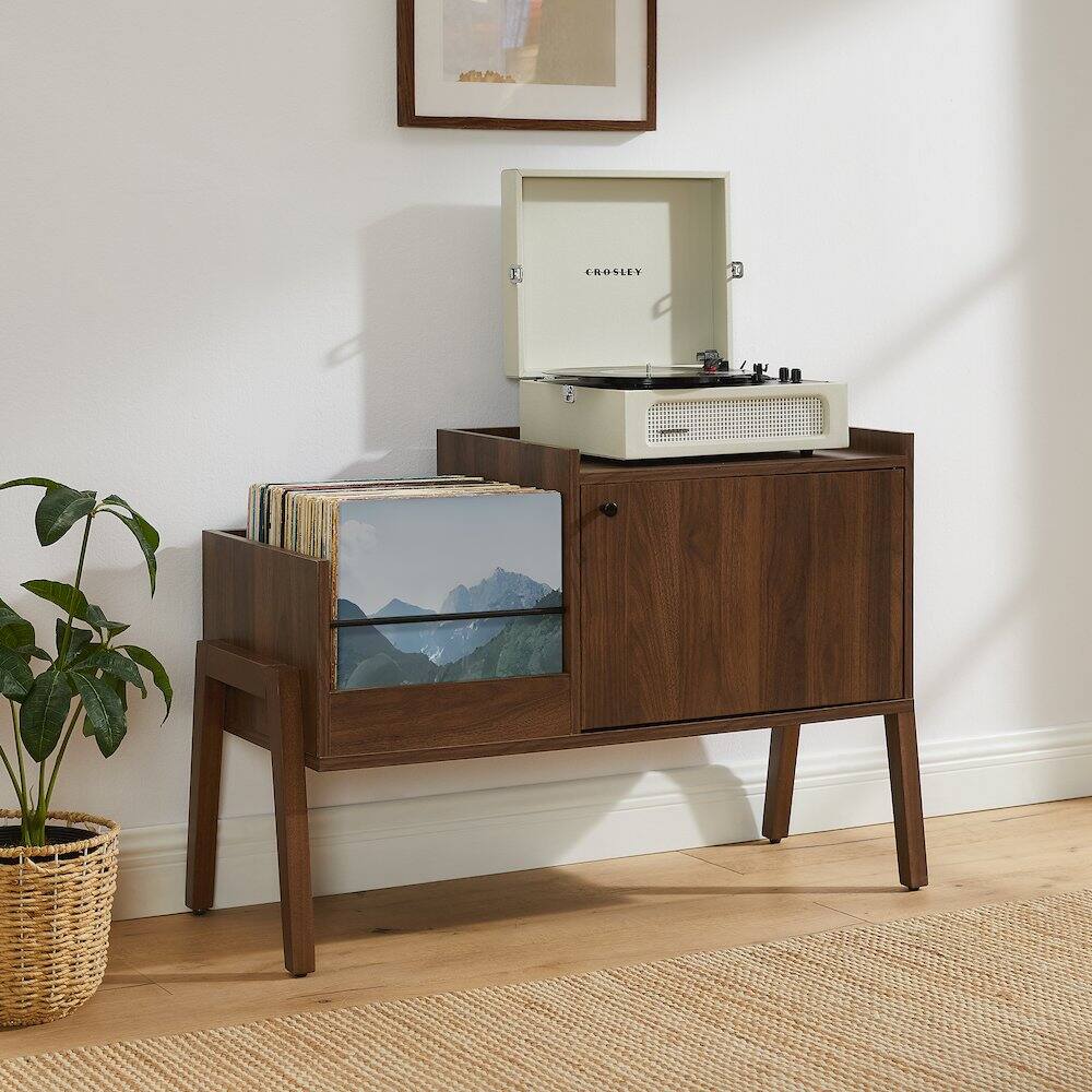Alt View 1. Crosley Furniture - Luna Record Player Cabinet With Vinyl Storage - Brown.