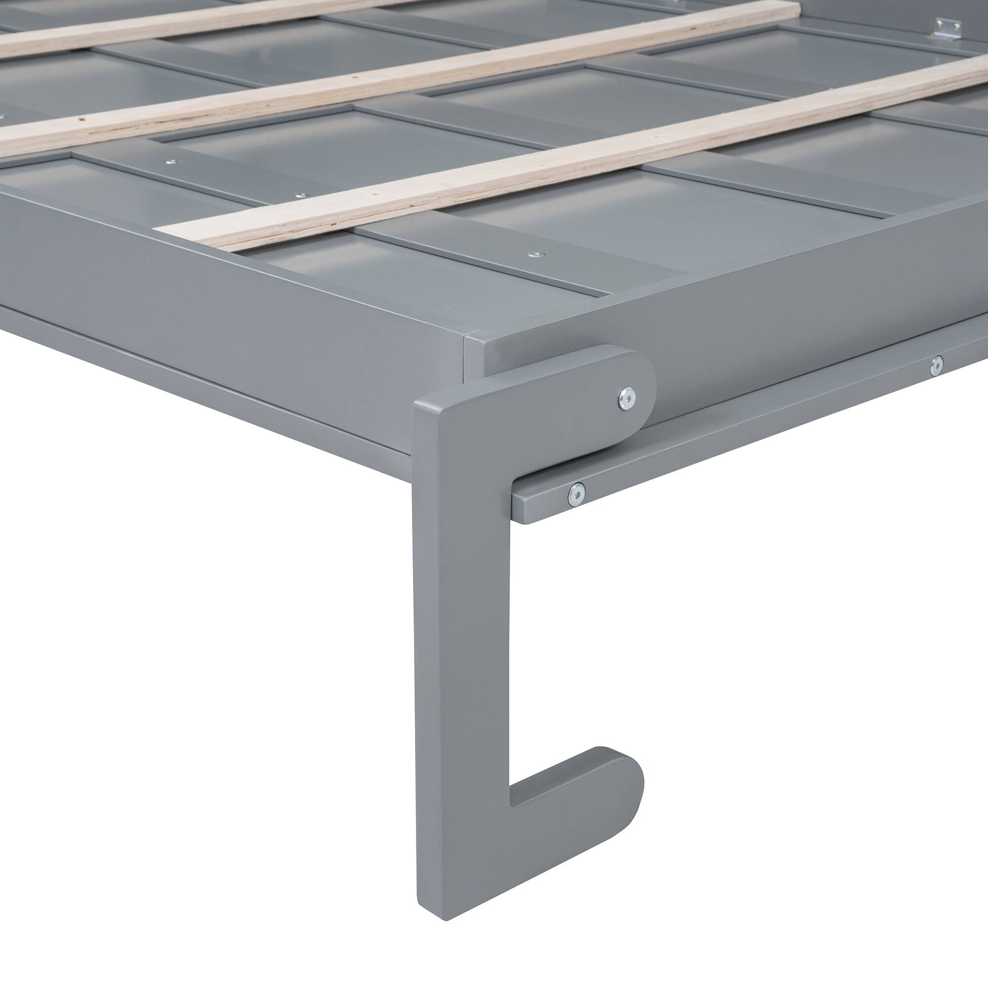 Alt View 10. Tiramisubest - Full Size Gray Murphy Wall Bed with Cabinets, Plywood, Space-Saving - Gray.