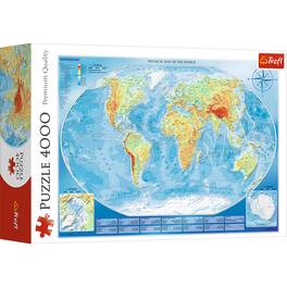 Trefl - Red 4000 Piece Puzzle - Large physical map of the world / Meridian