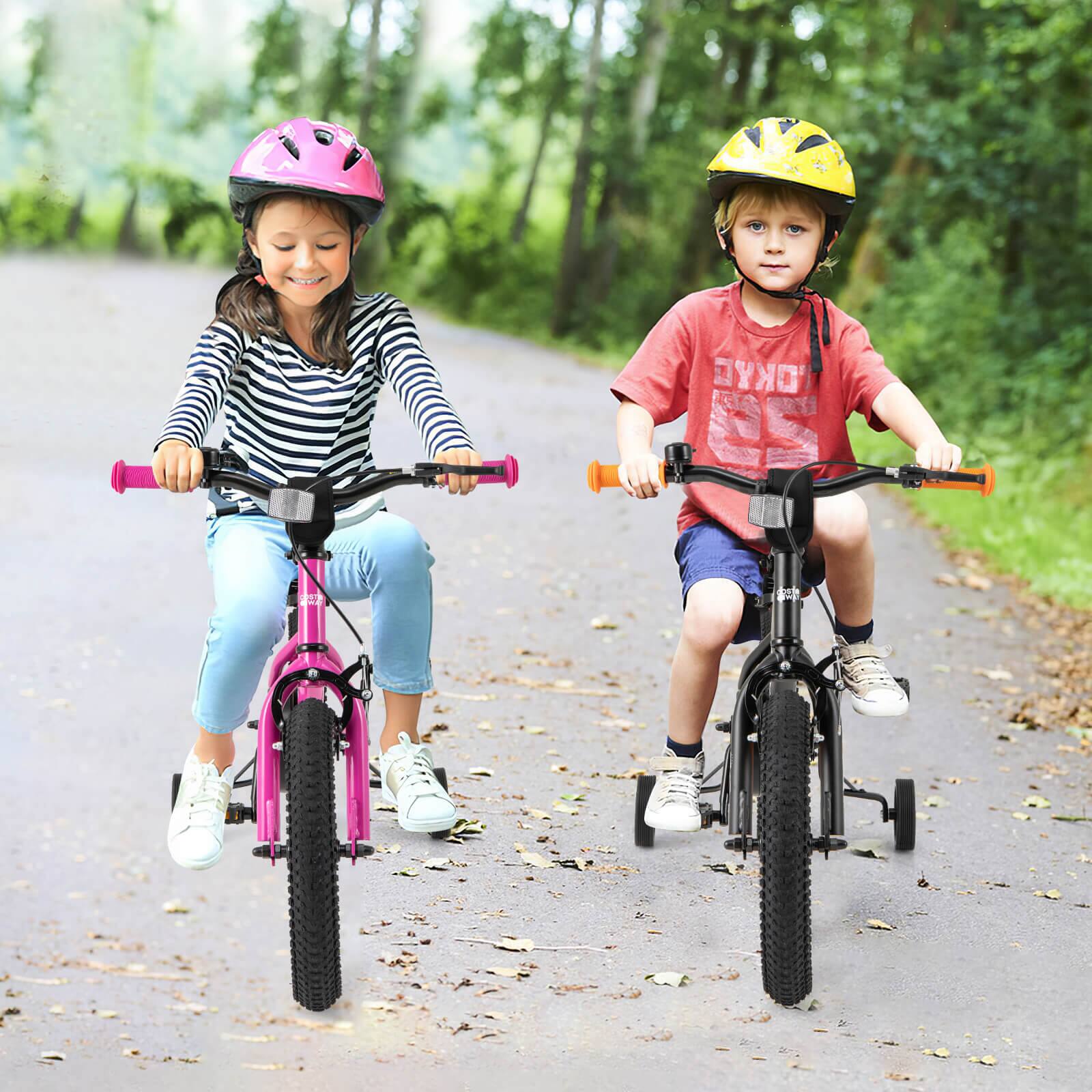 Alt View 3. Costway - Costway 14-Inch Kid's Bike for 3-5 Years Old with Adjustable Saddle & Anti-slip Handlebar - Pink.