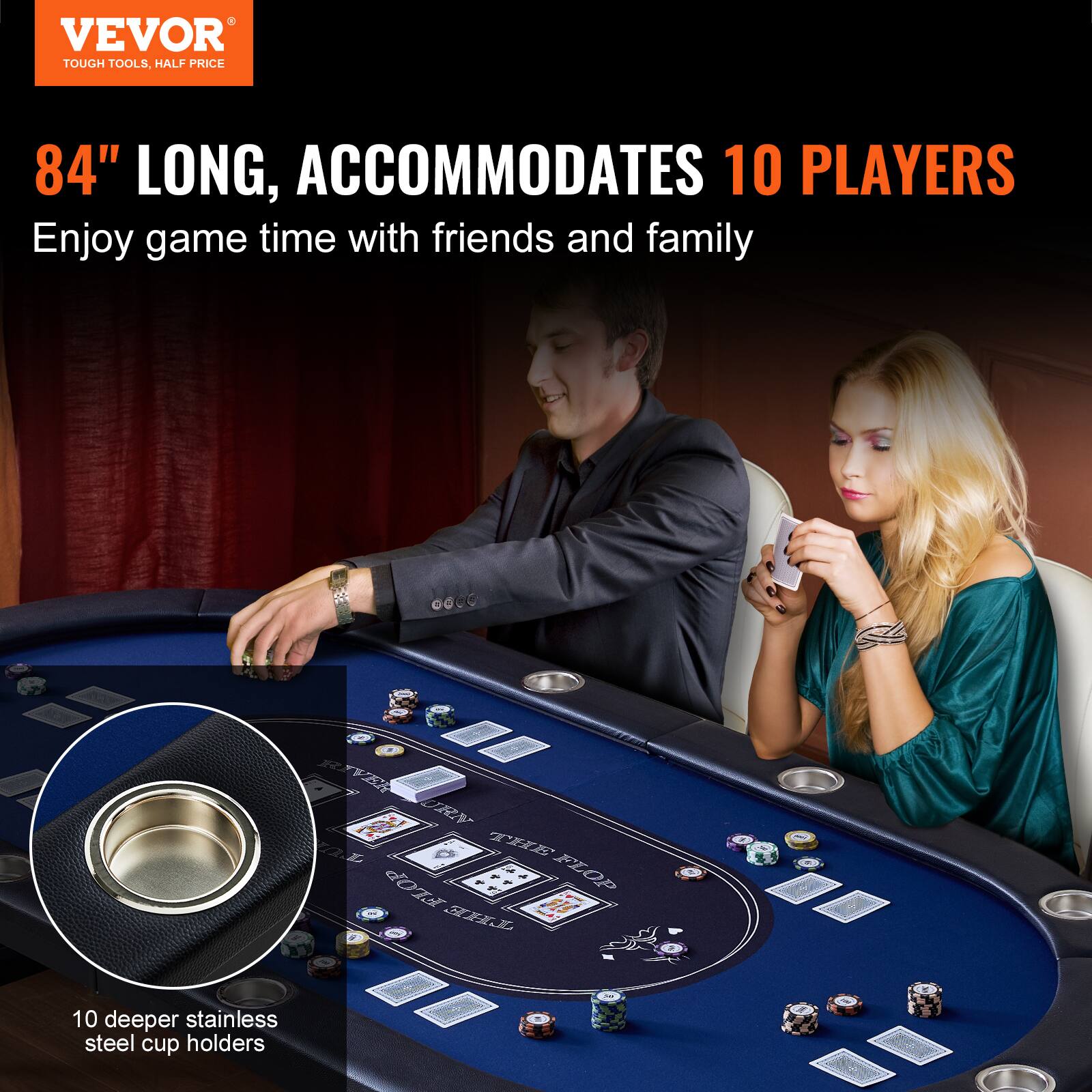VEVOR TOUGH TOOLS, HALF PRICE
84" LONG, ACCOMMODATES 10 PLAYERS
Enjoy game time with friends and family
RX URN - THE FLOP FLOP
10 deeper stainless steel cup holders