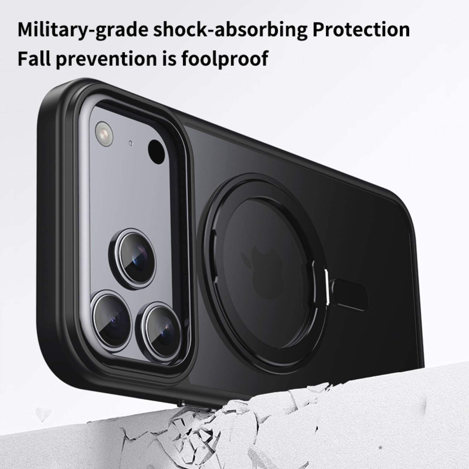 Military-grade shock-absorbing Protection  
Fall prevention is foolproof