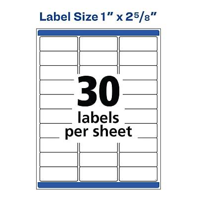 Label Size 1" x 2 5/8"  
30 labels per sheet