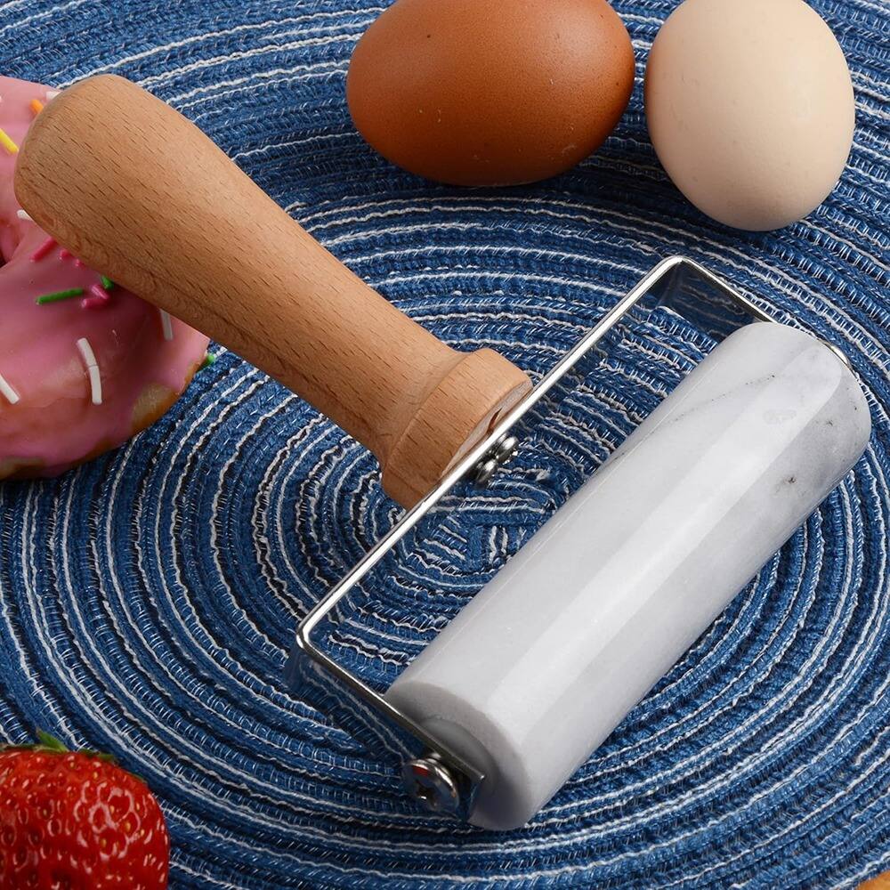 Back. PARKER SLATER - Small Marble Rolling Pin – Non-Stick T-Type, White, for Pastry & Pizza.