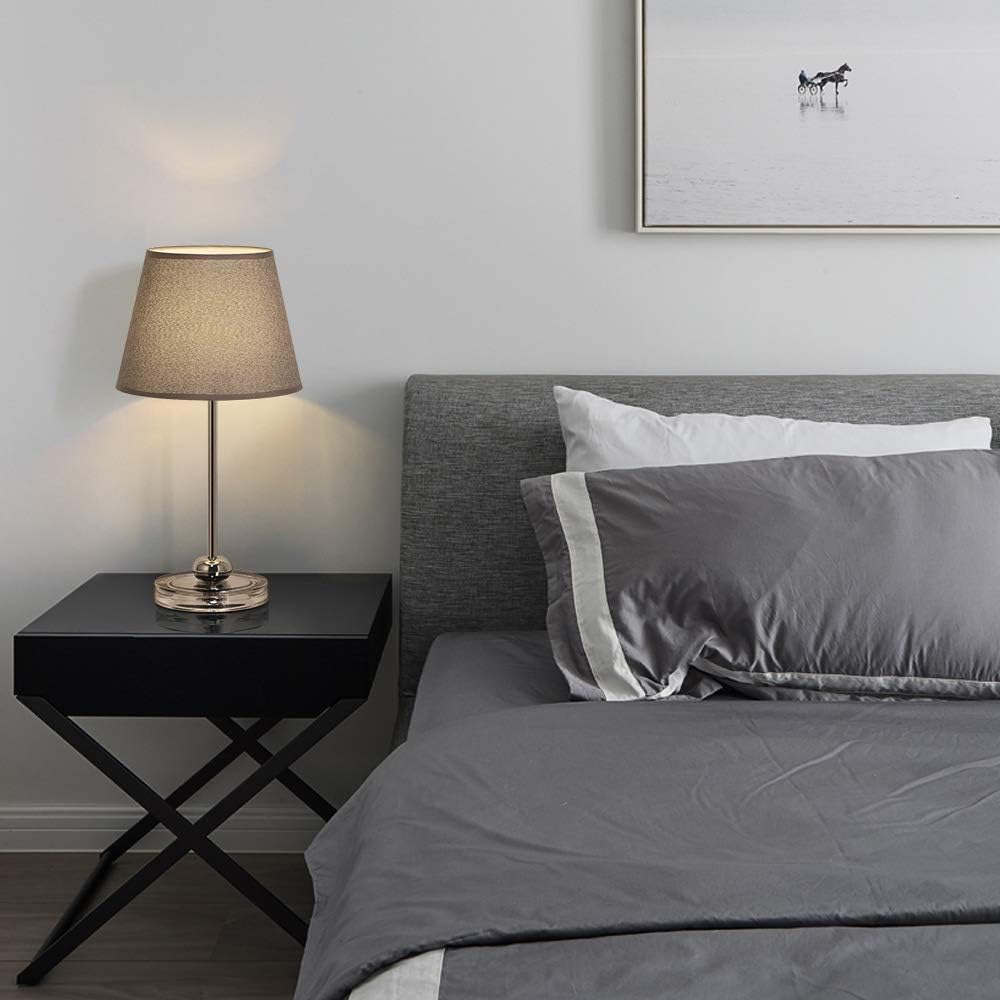 Alt View 1. Oumilen - Set of 2 Gray Fabric Shade Table Lamps with Acrylic Bases, 17.5in Tall, Bulbs Not Included.