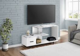 APRILSOUL - Tv Stand 48 Inch Console Media Entertainment Center Storage Drawer Living Room Marble Look Laminate Contemporary - White