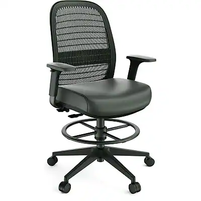Front. Workplace 2.0 - Workplace2.0 Health™ Bedford Polyurethane/Nylon Drafting Stool, Black (WP62575) - Black.