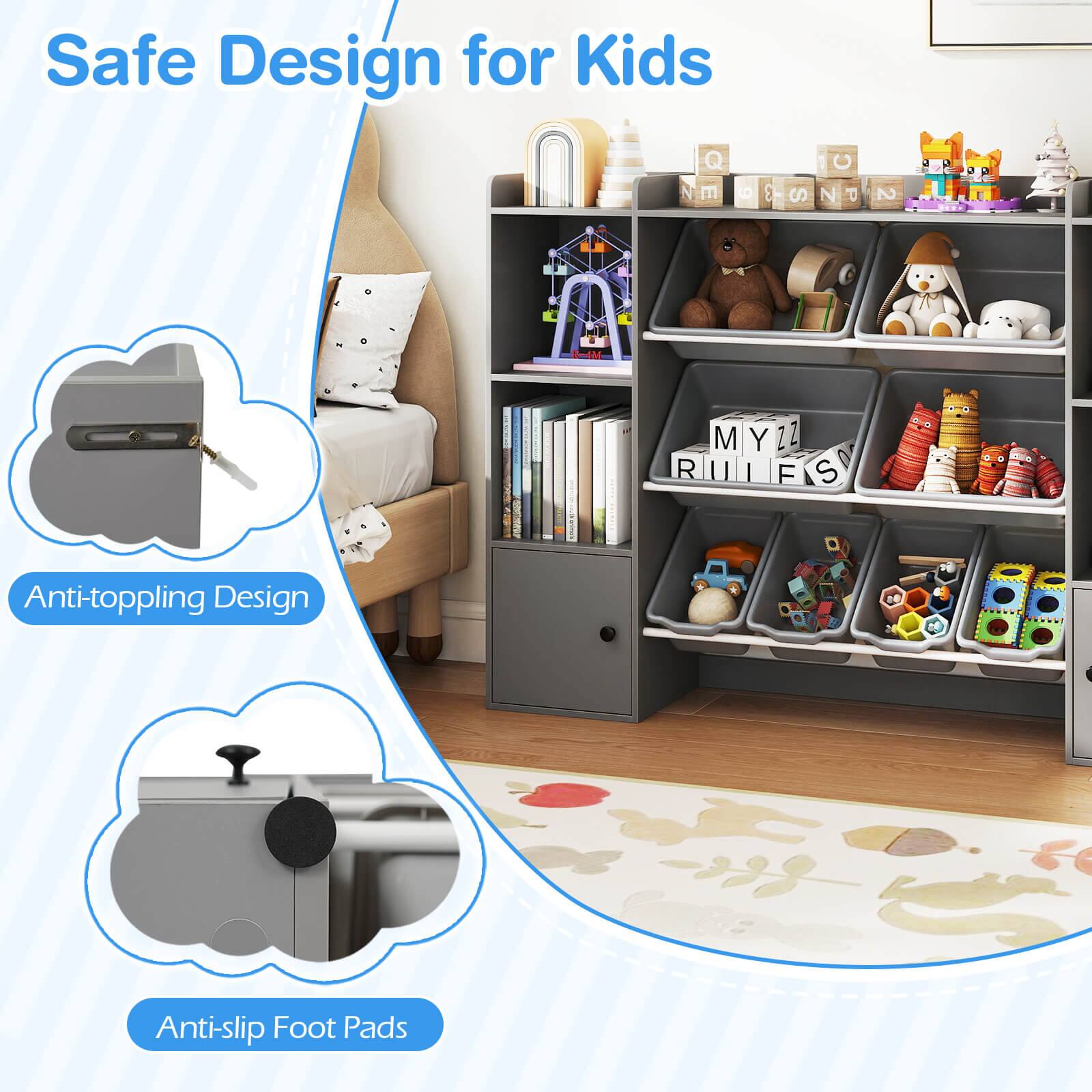 Safe Design for Kids

- Anti-toppling Design
- Anti-slip Foot Pads