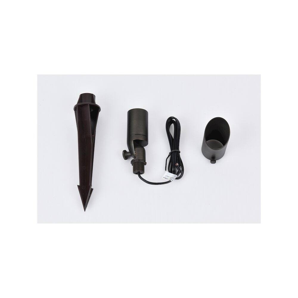 Left. Elitco Lighting - Outdoor 12V Cast Brass Spot Light, 1.75 inch Wide x 4.5 inch High - Dark Bronze.