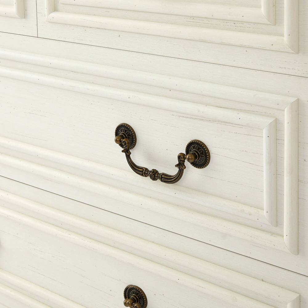 Alt View 4. Spaco - Spaco Farmhouse Rustic 5-Drawer Dresser, Vintage Wood Base, Storage Dressers Organizer for Bedroom Focused - Antique Brown+White.