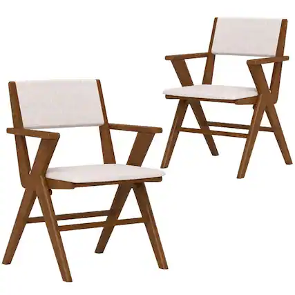 Front. Kadyn - Dining Room Chairs, Kitchen Chairs,Wooden Dining Chair with Rubber Wood Frame Set of 2-Walnut - Brown.