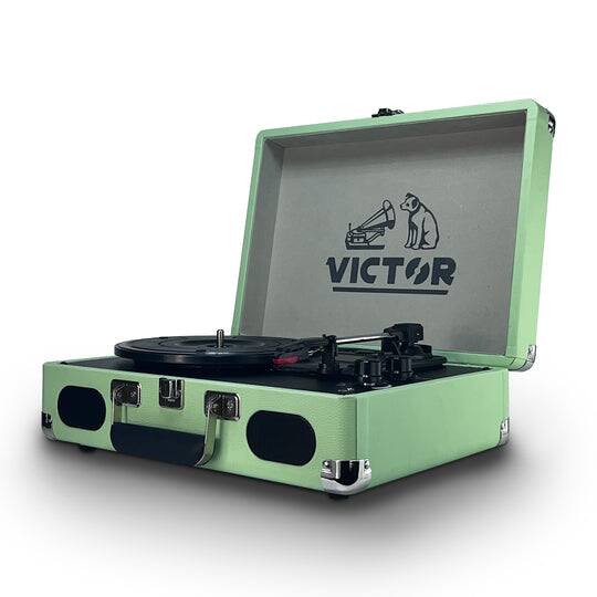 Alt View 5. Victor Audio - Victor Metro Plus Portable Dual Bluetooth® Suitcase Turntable - Mint.