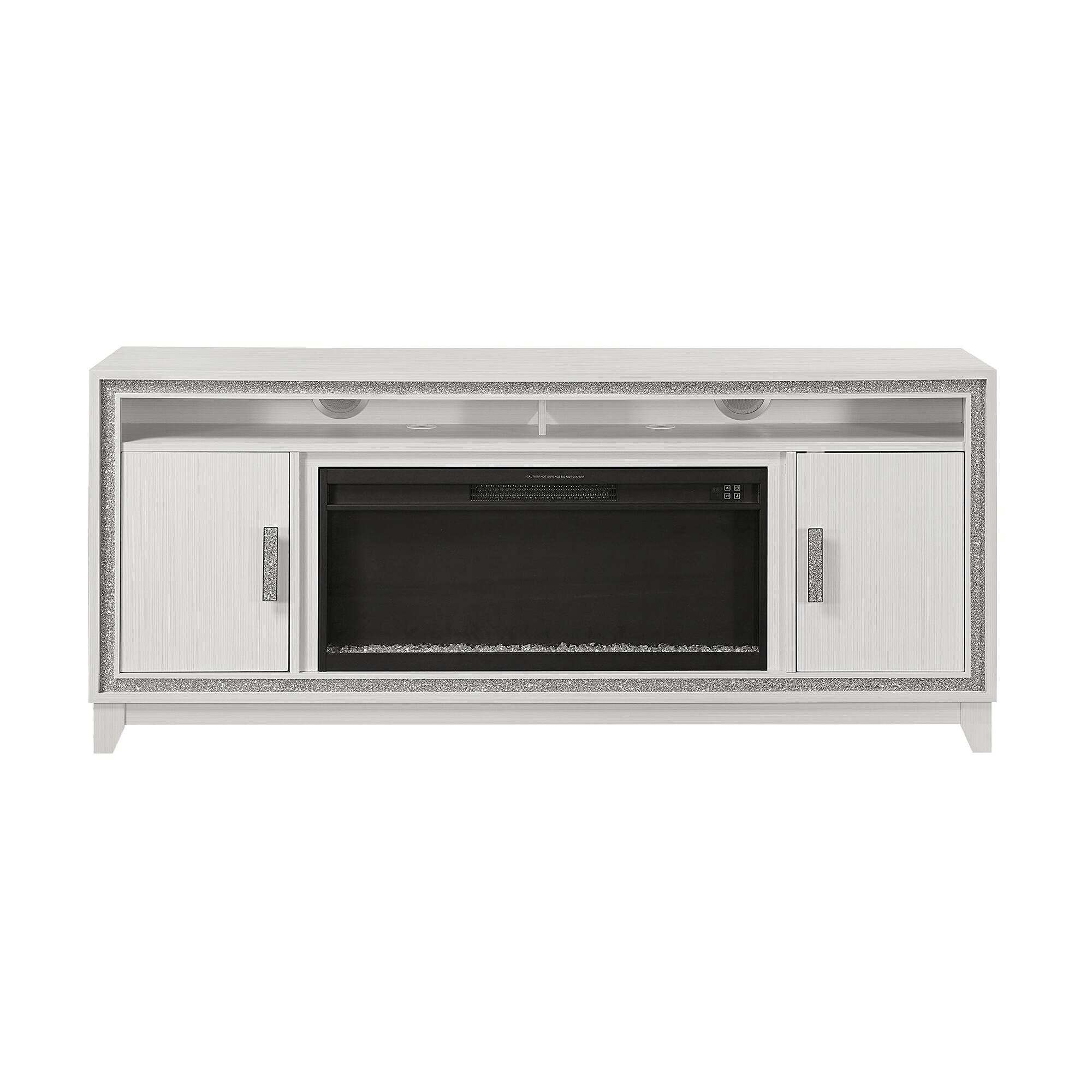 Alt View 1. Boyel Living - 72-in White Electric Fireplace Mantel with Remote Control - White.
