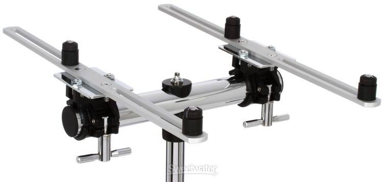 Left. Gibraltar Hardware - Laptop Mount with Multi-clamp, Electronic Mounting Station with 16.5" Mounting Arms for Small Mixer or Gear Clamps.
