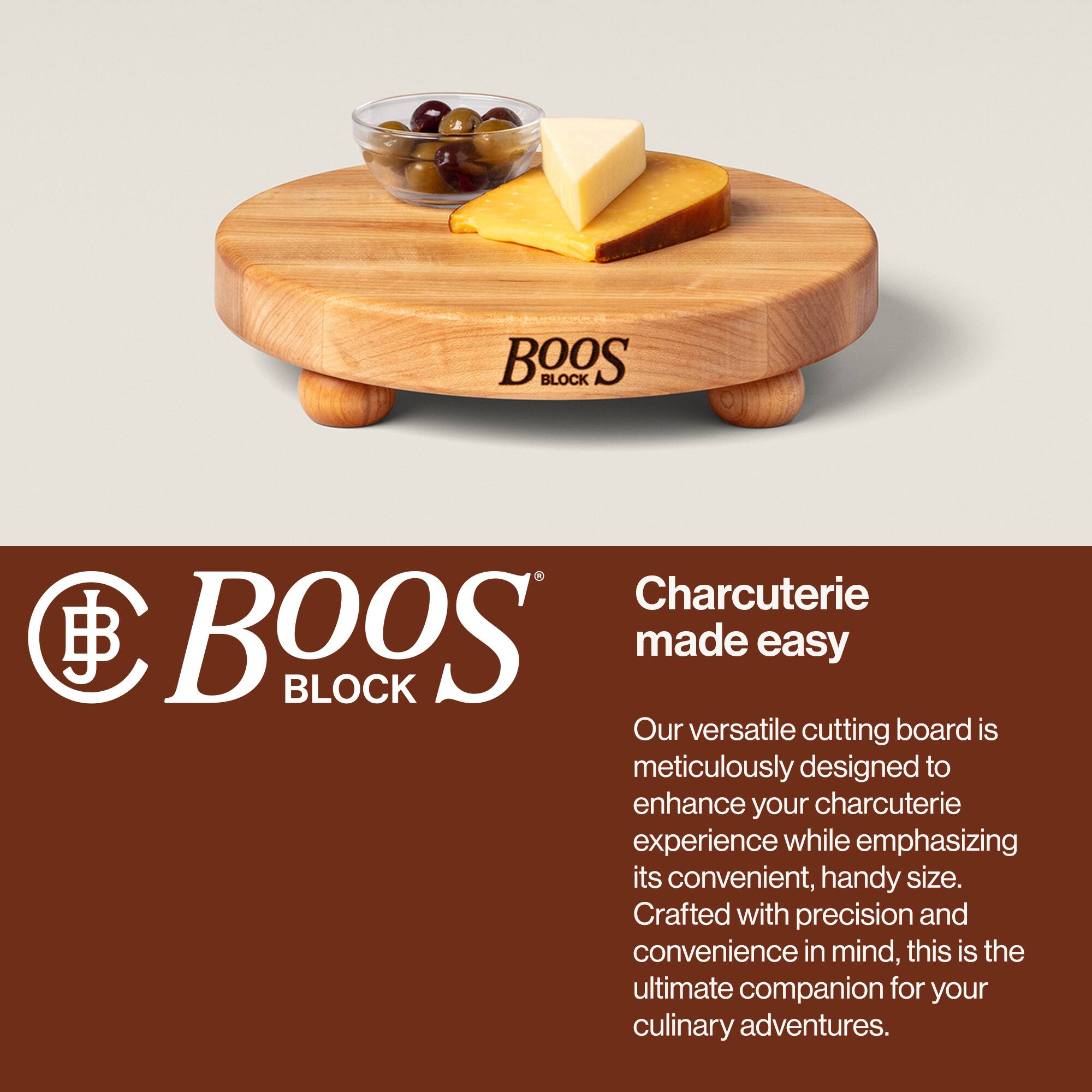 BOOS BLOCK  
Charcuterie made easy  

Our versatile cutting board is meticulously designed to enhance your charcuterie experience while emphasizing its convenient, handy size. Crafted with precision and convenience in mind, this is the ultimate companion for your culinary adventures.