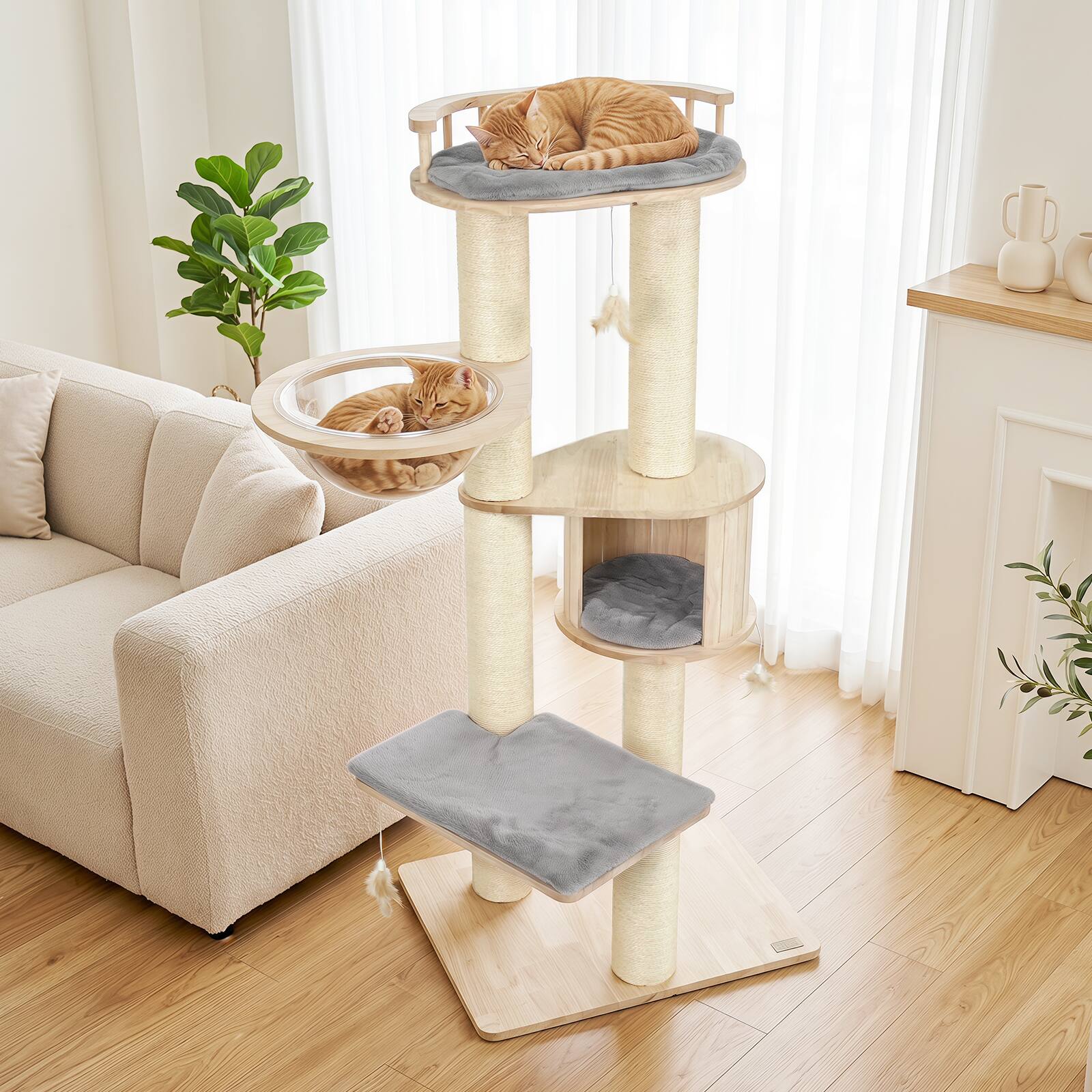 Alt View 1. Gymax - Gymax Cat Tree Multi-level Cat Climbing Tower w/Top Perch & Condo Space Capsule Grey - Gray.