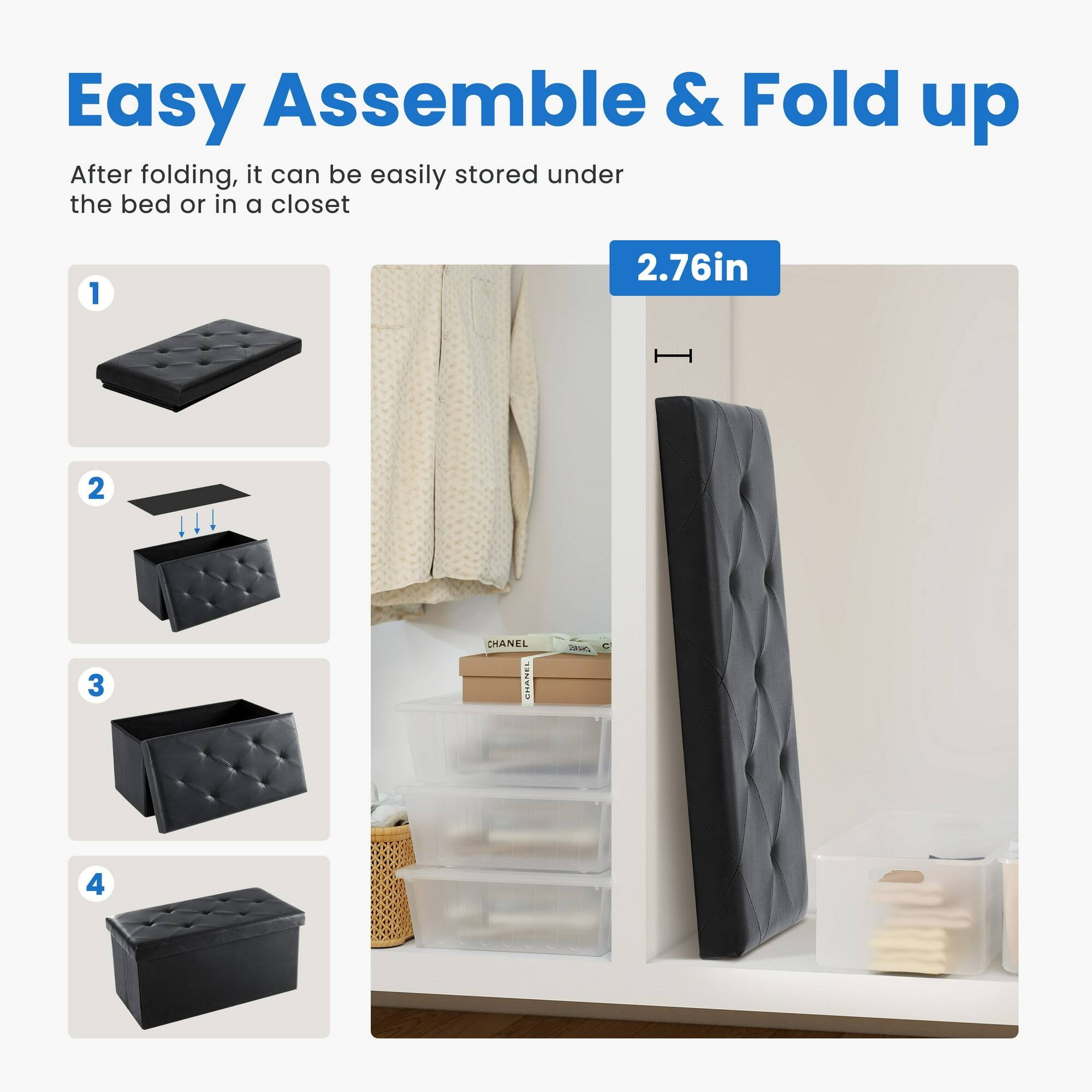 Easy Assemble & Fold up

After folding, it can be easily stored under the bed or in a closet

1. 2.76in

2. CHANEL TNV

3. 

4.