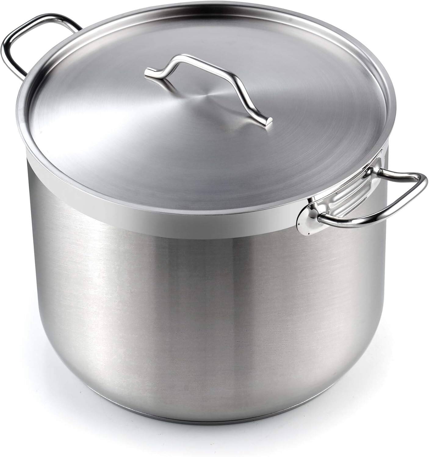 Front. Cooks Standard - Professional 30 qt S/S Heavy Duty Stock Pot W/ Lid, Large Pot for Cooking Pasta, Soup,Induction& Oven & Dishwasher Safe - stainless steel.