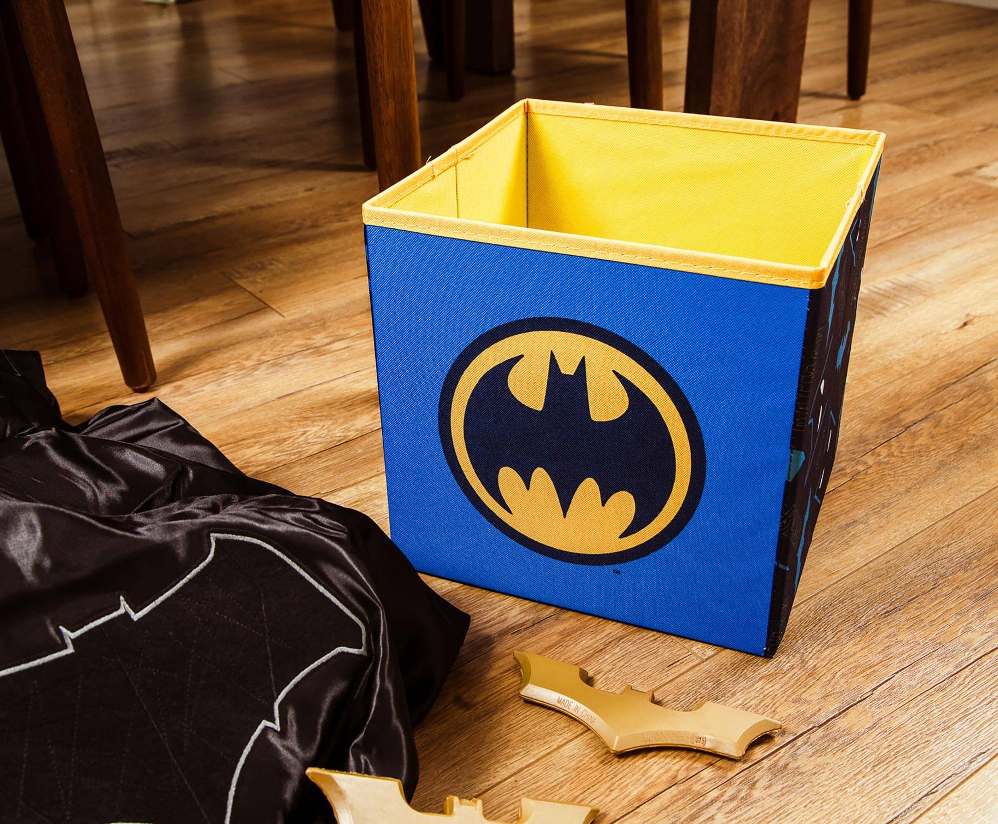 Alt View 4. DC Universe - DC Comics Batman Logo Storage Bin Cube Organizer | 11 Inches - Blue.