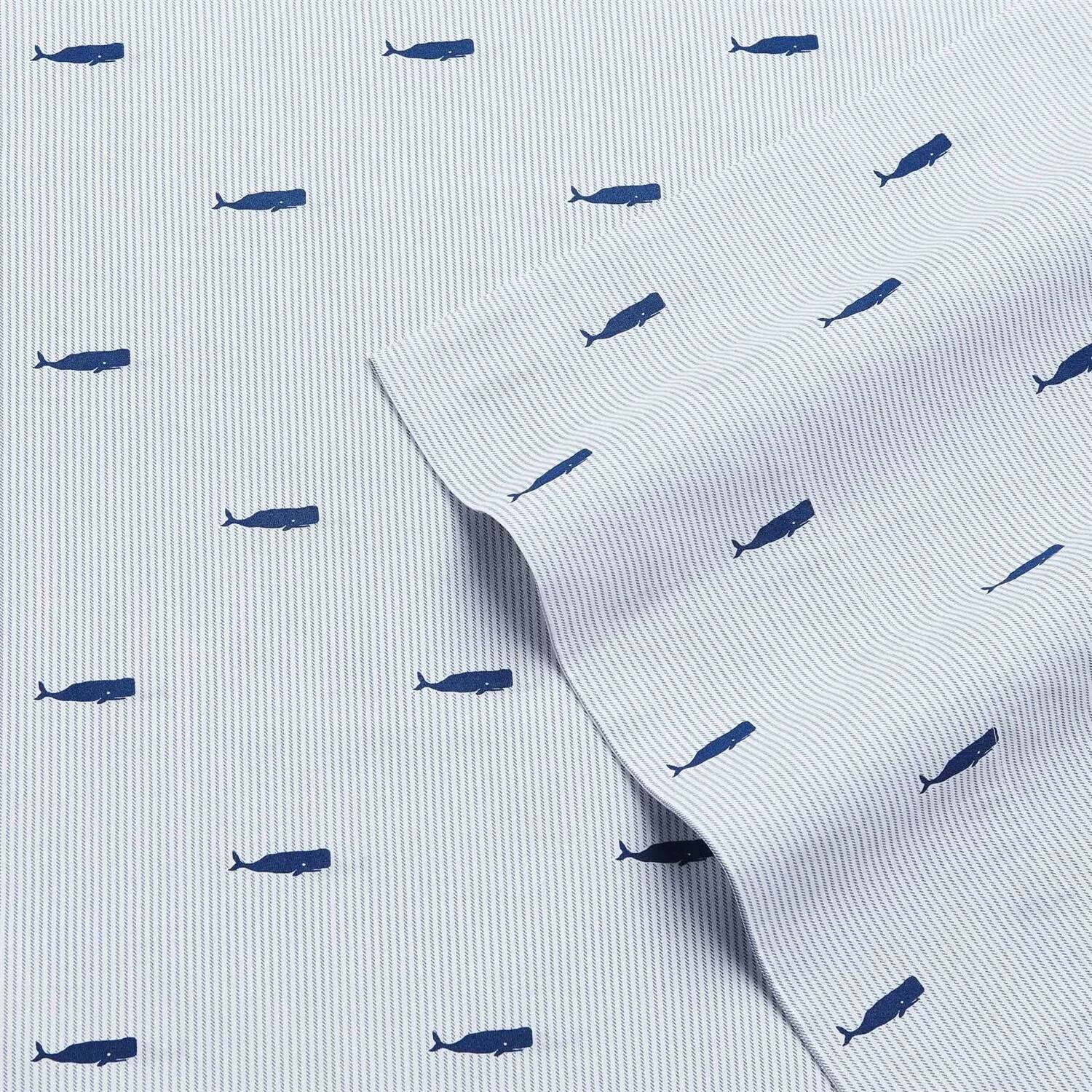 Angle. SlickBlue - Navy Blue and White Stripe Cotton Sheet Set – Durable Bedding for All Seasons - Navy Blue, White.