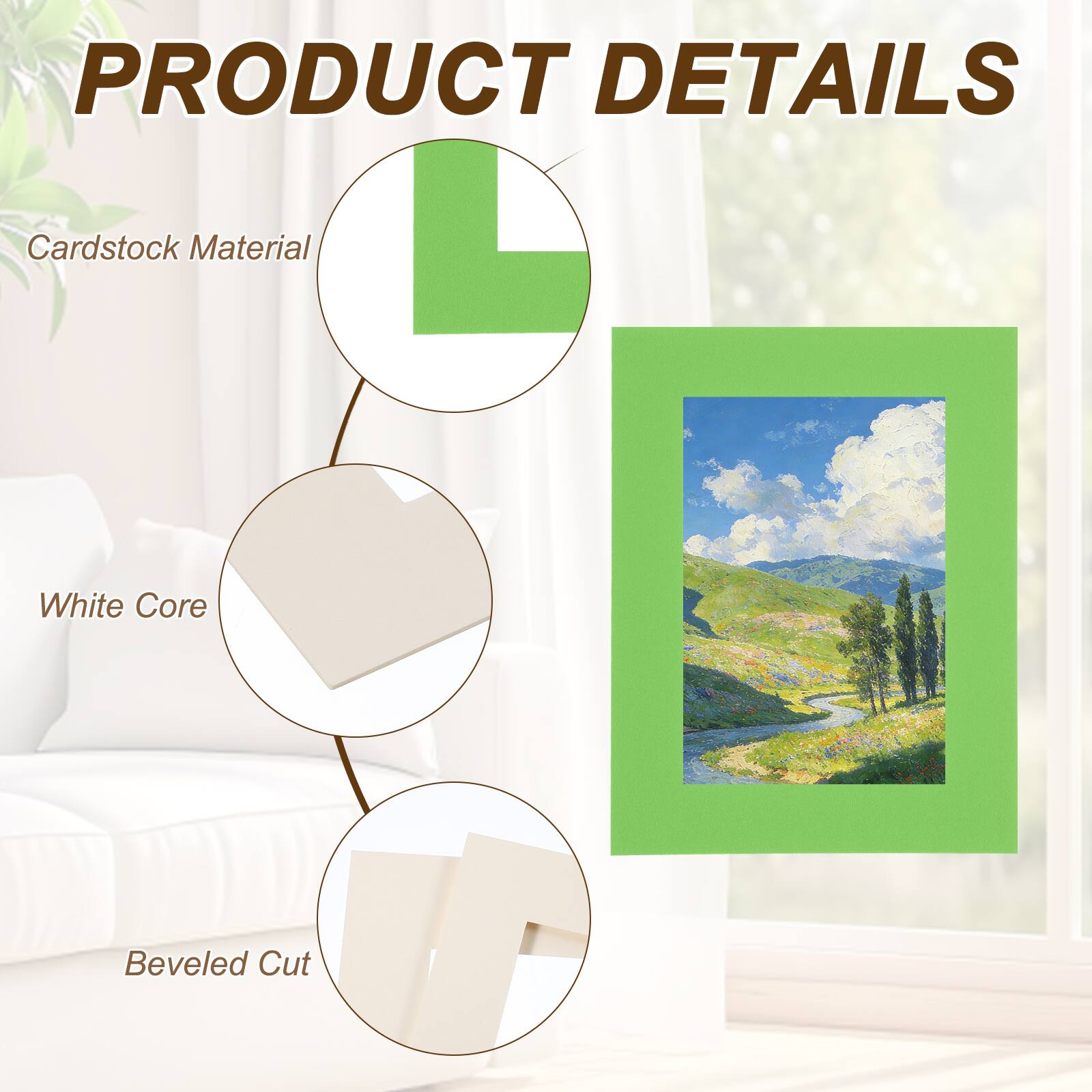 PRODUCT DETAILS  
- Cardstock Material  
- White Core  
- Beveled Cut